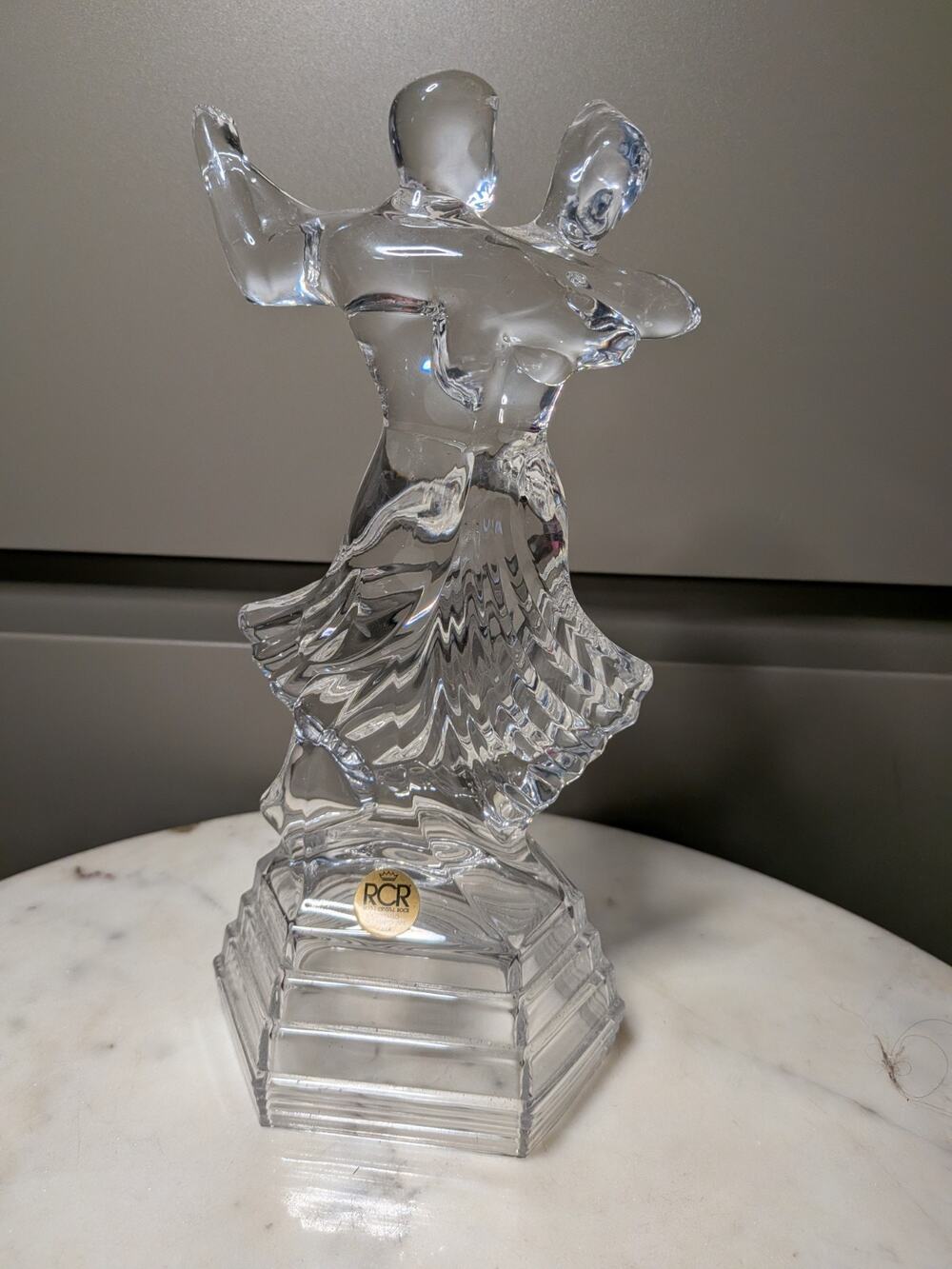Royal Crystal Rock Tango Dancing Couple Crystal Figurine Italy 10in RCR VTG